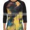 Custom Mens All Over Sublimated Baseball T Shirts Cotton Polyester Mens 3/4 Raglan Sleeve Baseball Tee Wholesale