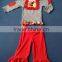 Funny christmas Baby Clothes Striped Long Sleeve Top With Bib & Red Pants Sets QL-103