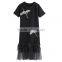 2017 new summer T-shirt short sleeved dress embroidered with sequins stitching hollow gauze