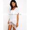 Lovely fringes Kaftan beachwear tunic tops chiffon solid color & printed kurtis lace neckline pom tassel hem short coverups top