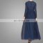 China OEM Service Muslim Women Prom Maxi Dress Navy Blue Elegant Islamic Chiffon Abaya