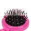 Travel Use Small Pocket, Purse Plastic Round Shape Hair Brush Comb Mirror Set