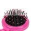 Travel Use Small Pocket, Purse Plastic Round Shape Hair Brush Comb Mirror Set