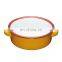 China oem big sized two tones plain stock enamel salad bowl with black fim