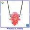 Synthetic S925 Silver Chain Fire Pink Opal Hamsa/Hand Opal Pendant Necklace
