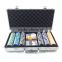 Wholesale 13.5g deluxe poker chip game set design round with Aluminun Metal Case roulette chips set