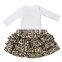 white shirt and leopard short newest sale super quality summer baby girl clothing set