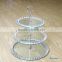 Colored 3 tier metal handle Glass Cake Stand