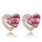 Colorful Cabochon Double Crossed Heart Angel Earrings For Party Lady