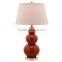 wholesale lowest price table lamps with white gourd shape and barrel fabric shade for home decor