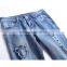2016 Summer Fashion Women Ankle Length Pencil Pants High Waist Patch Destroyed Skinny Light Blue Jeans Woman