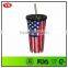 BPA Free Clear Plastic Insulated Tumbler With Straw and Lid for Drinking 20 Ounce