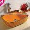 Beautiful white Bathroom Ceramic Vanity golden color counter top basin