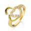 Factory directly selling yellow gold ring plated heart shape cubic zirconia women's ring