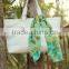 Custom summer french TOP quality silk printed green leaf nursing scarf cover