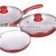 5 Pcs Ceramic Coated Frypan Set Red Non Stick Induction Cooking Contemporary