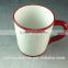 Ceramic stoneware customized enamel mug 450 ml/16 Oz personalised mugs red glazed rim