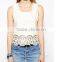 Fashion Sleeveless Tropical Roupas Blusas Femininas 2015 Summer Plum Flower Laser Cutting Chiffon Ladies Blouse Women Tops
