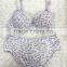 Lovely flower printed hot sale sexy ladies fancy bra panty set