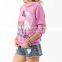 CHEFON Ombre Owl Print Burnout Distressed Fleece Pullover CH0043