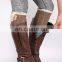 Women Soft Crochet Knitted Lace Button Trim Boot Cuffs Toppers Leg Warmers Winter Socks