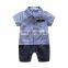 Polo style plaid pattern short sleeve Jumpsuit baby boy Daily Wear romper wholesale