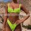 Neon Green V-bar Underwire Bikini 2019 Female Swimsuit Women Swimwear Two-piece V Shape Wire Bikini Set Bather Bathing Suit