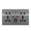 EU Standard Usb Socket, Gray Embedded Panel,2.1A Dual USB Port