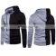 Clothing manufacturers wholesale custom men's casual sports hooded sweater zipper cardigan asymmetric splicing jacket