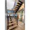 Metal Stairs Mono Stringer Straight Staircases with post glass railings