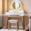 Makeup Table and Cushioned Stool Set for Women Girls