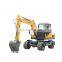 Construction Equipment 7 ton 8 ton Large Bucket  Trench Excavator Digger With Wheel Type
