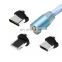 Wholesale  3 in 1 USB LED Flowing Light Magnetic Charging Cable For  Phone Android Type C Ios