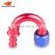Interchangeable Iso9000 Wholesale Aluminum Oil Cooler Hose Fitting 180 Degree Push On End Blue and Red 10-180-10