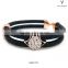Popular Black stingray Leather bracelet with gold plating over sterling silver inlaid zircon stone