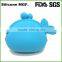 Shinerin baby blue fish design silicone purse wallets for coin holder