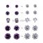 Fantasy Amethyst+Clear Color Cubic Zirconia 316L Hypoallergenic Stainless Steel Stud Earring Jewelry Earrings Set 10Pairs/Bag