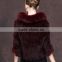 High quality knitted mink fur shawl with fox fur trim