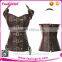 Women Cheap Straps Steampunk Brown Leather Corset