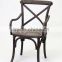 Rustic Garden style Wooden Antique Bistro Cross Back Arm Chair/Dining Chair(CH-526-1-OAK)