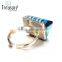 Fashion jewelry 2015 acrylic gold ring blue adjustable rings jewelry