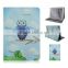 Cute night-owls series printing PU leather case, Folio flip stand case for ipad 5,6 and ipad mini