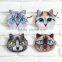 creative lovely cartoon 3d solid cat face expression 12x13cm plush mini change coin bag, ladies' zipper small money purse