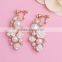 European Bridal Pearl Jewelry Set Resin Flower Statement Wedding Necklace Earring Set For Women