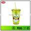 16oz insulated double wall heat-transfer printing plastic tumbler with straw