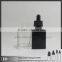 HD Aibaba trade assurance black and clear rectangular e liquid dropper bottle childproof glass dropper bottle with glass pipette