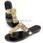 Beautiful flower pattern fashion design flip flops summer slipper with stone for woman