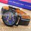 WINNER Blue Men's Skeleton Mechanical Hand-winding Black Leather Wrist Watch