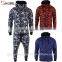 Cheap 100% cotton camo hooded zip up hoodie and jogging pants men tracksuit set with no logo