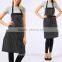 Adjustable Bib Apron with Pockets - Extra Long Ties, Commercial Grade, Unisex - Black/White Pinstripe